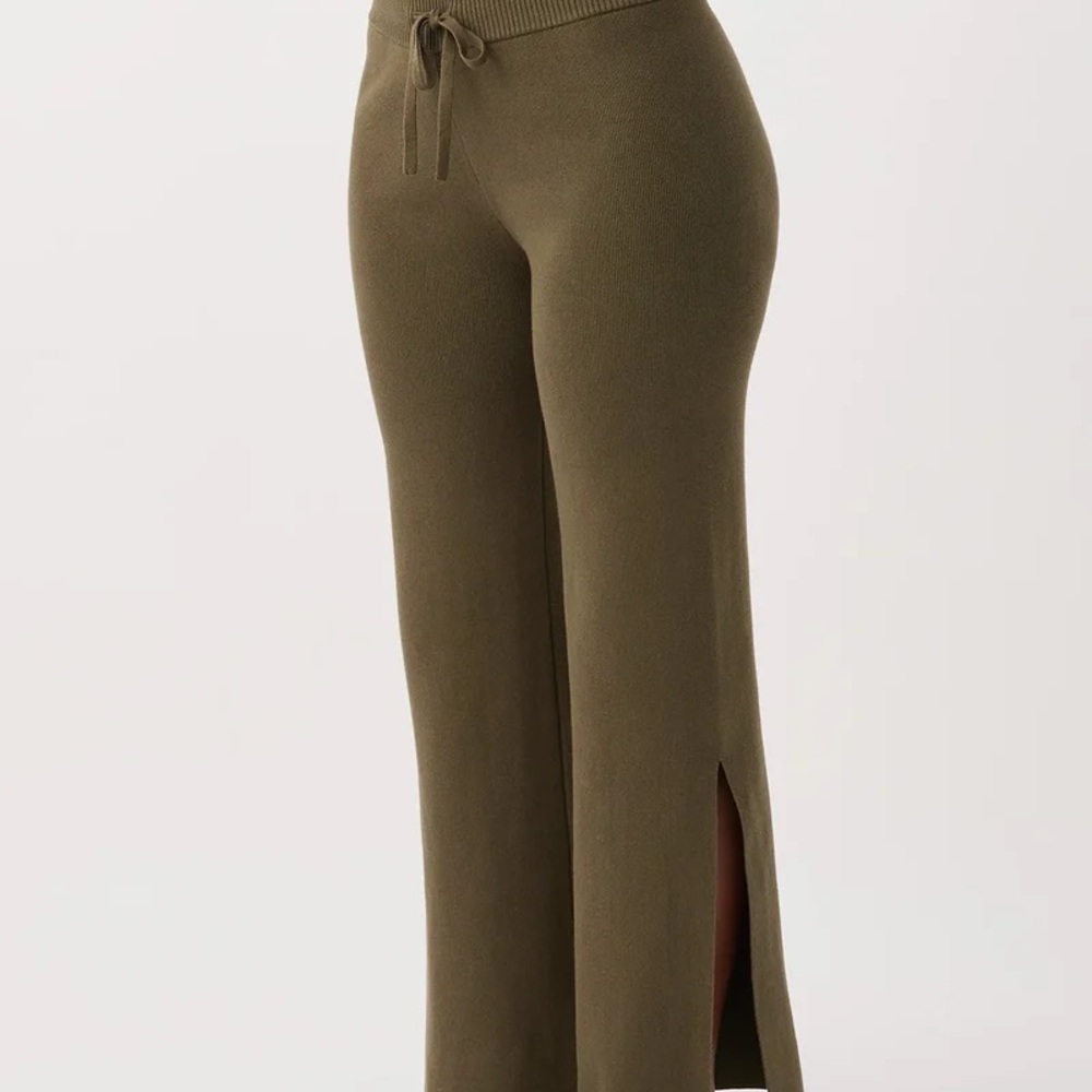 ARCAA Organic Cotton Olive Knit Wide-Leg Drawstring Pants